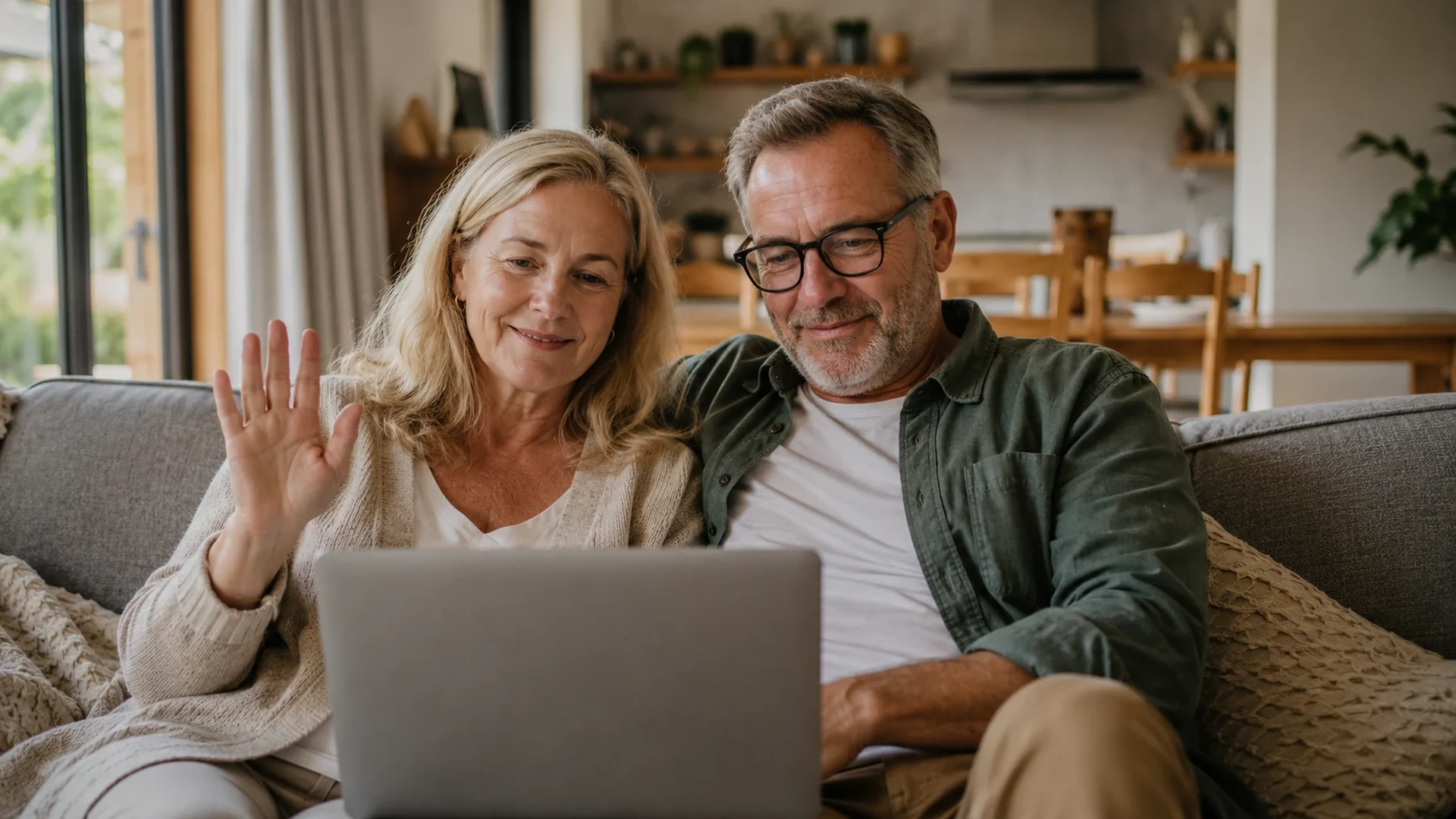 A New Zealand couple in a hopeful online counselling session