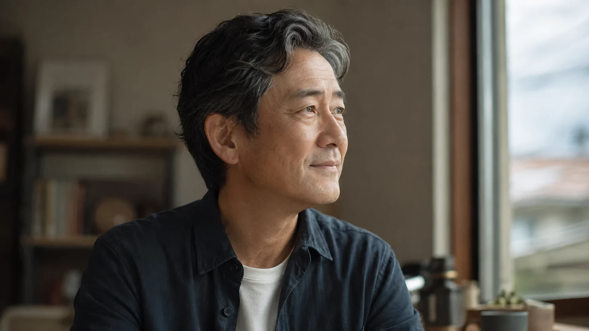 A man at midlife turning toward the people and life in front of him