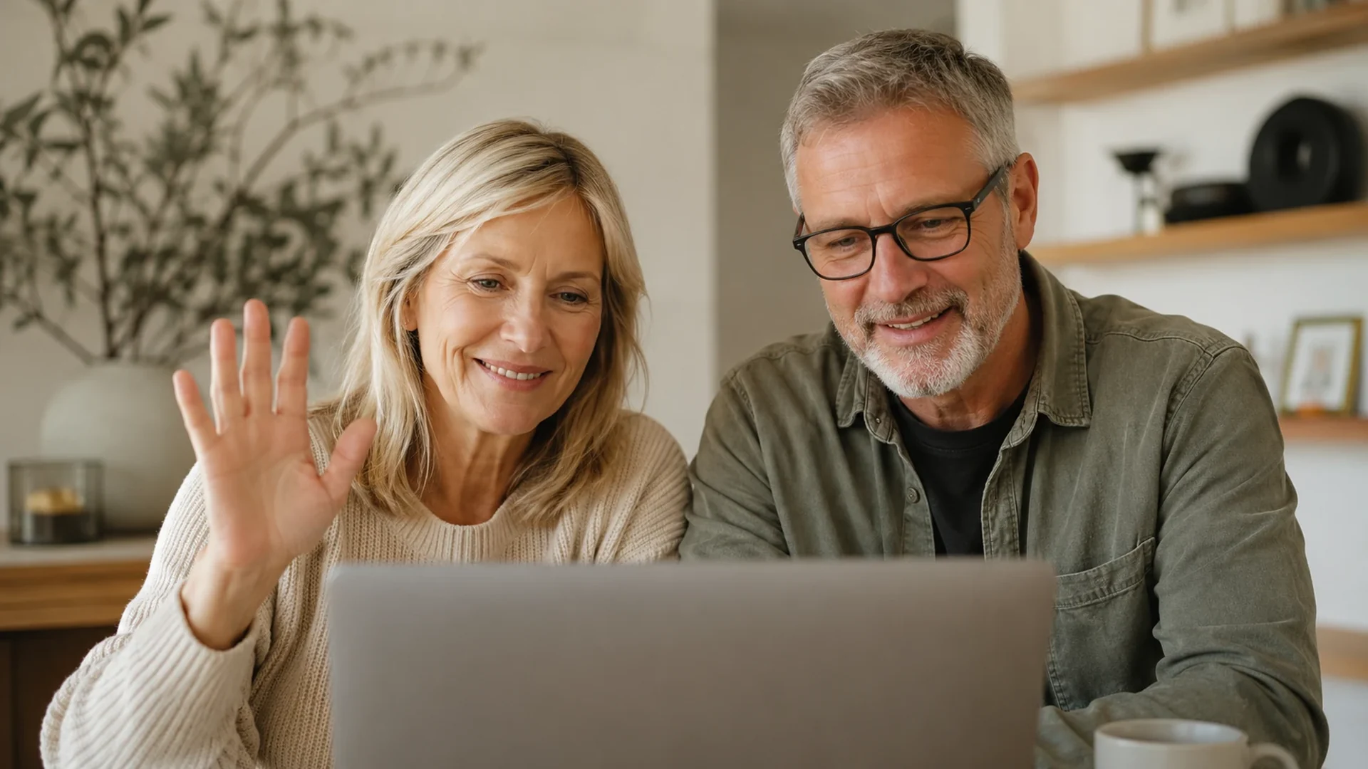 An Auckland couple in an online counselling session at home