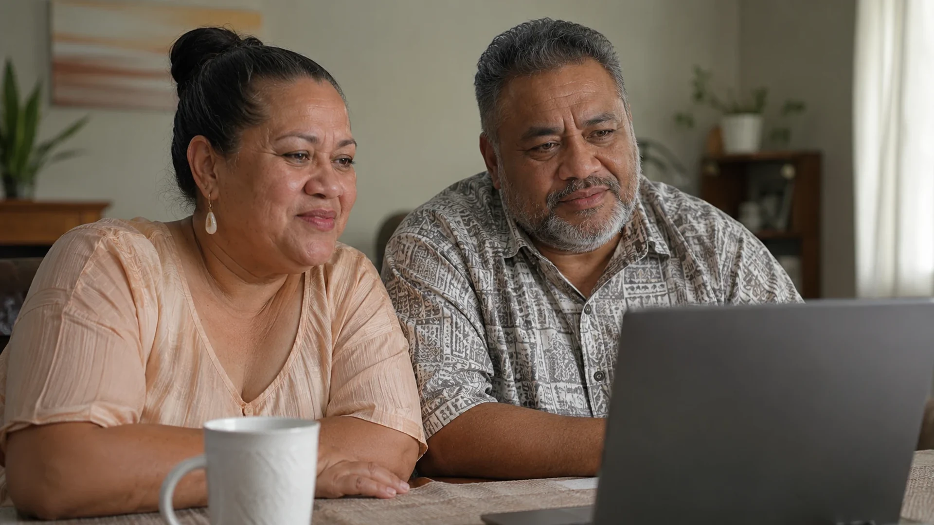 A Melbourne couple in an online marriage counselling session at home