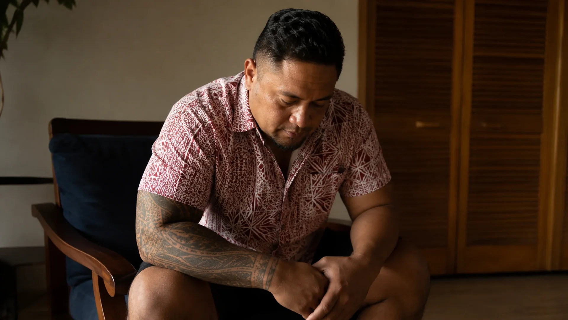 Man sitting quietly, something forming in him, a turning point