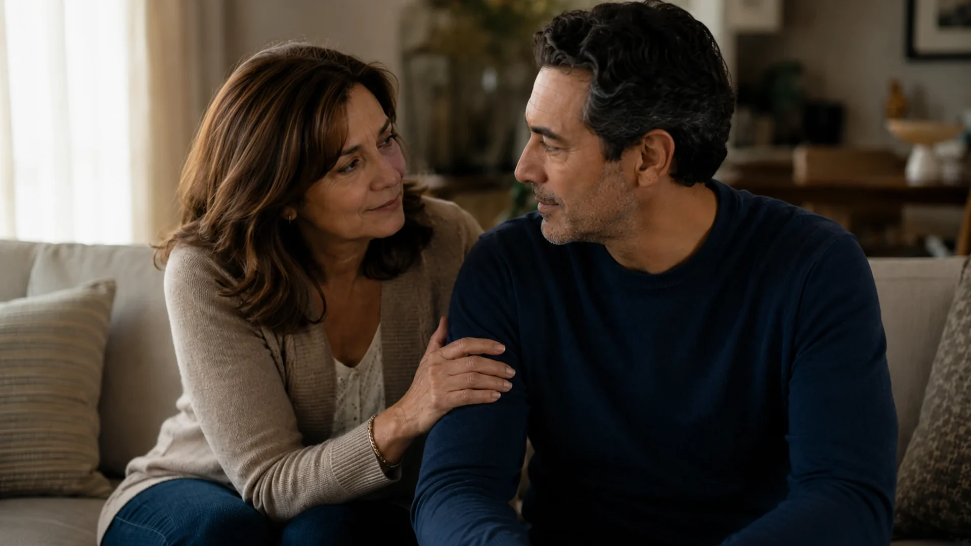 A man choosing to turn back toward his partner, present again